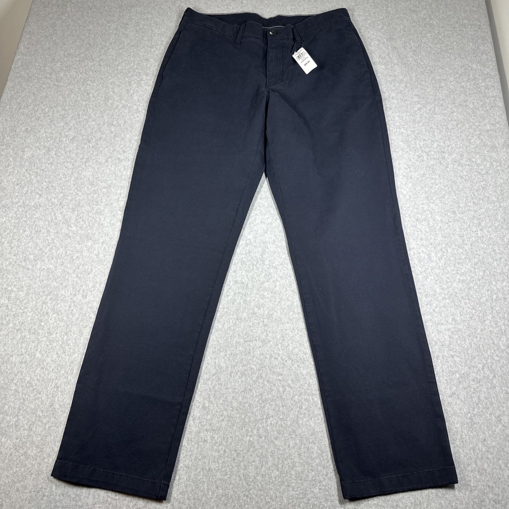 L.L. Bean Easy‎ Care Stretch Chino Straight Leg Men's 35x34 Navy Classic Fit NWT